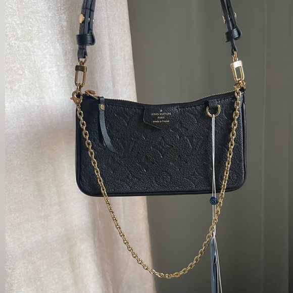 LOUIS VUITTON Easy Pouch Strap Monogram Empreinte Shoulder Bag Black